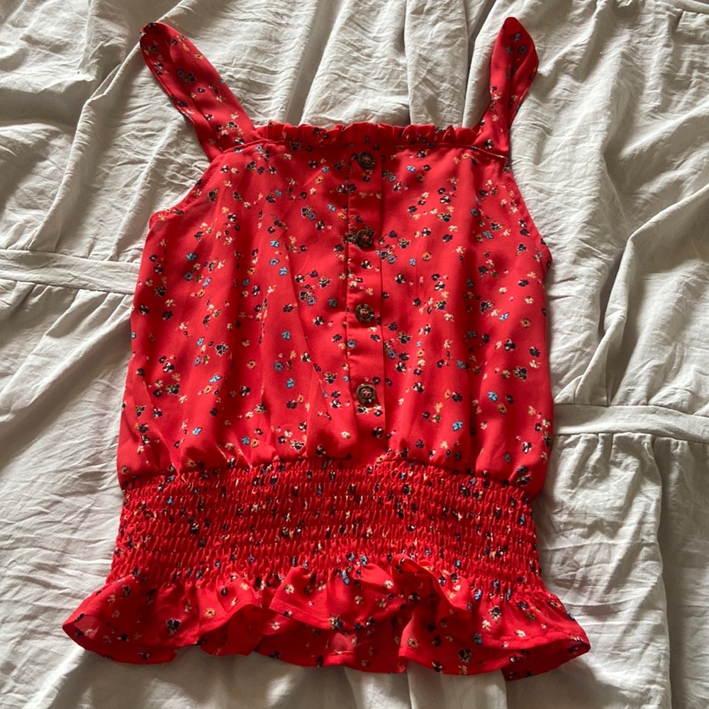 Red floral top (size small) worn once